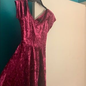 Pink velvet skater dress